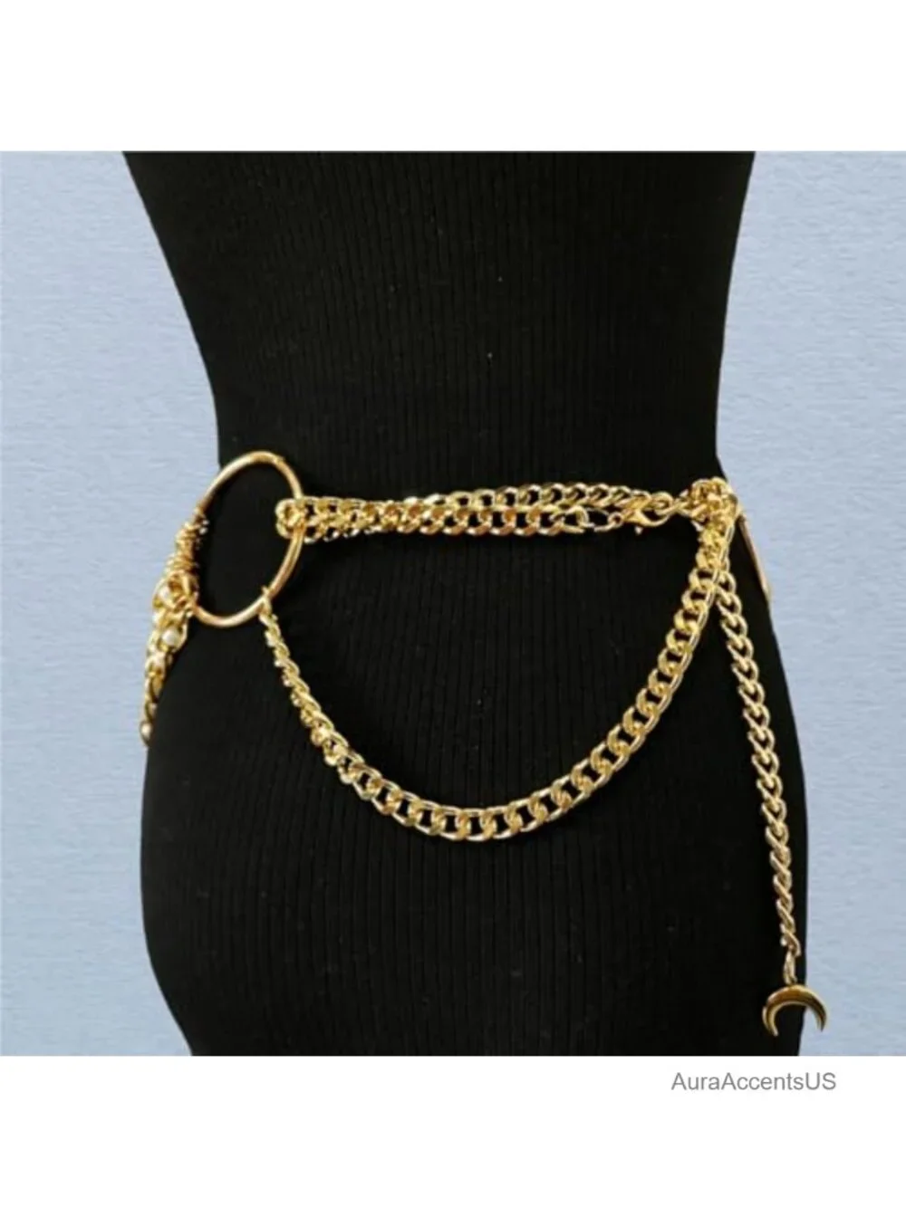 Sexy Multilayer Metal Pearl Waist Chain Belt Fashion Waist Accessory